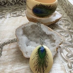 Peacock Feather Necklace and Bangle