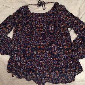 Tie-up paisley blouse