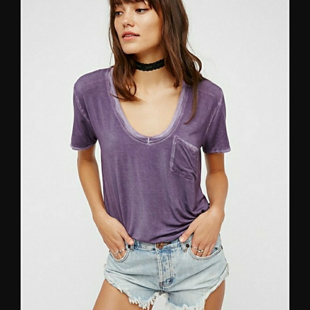Free people purple rising sun tee size xs