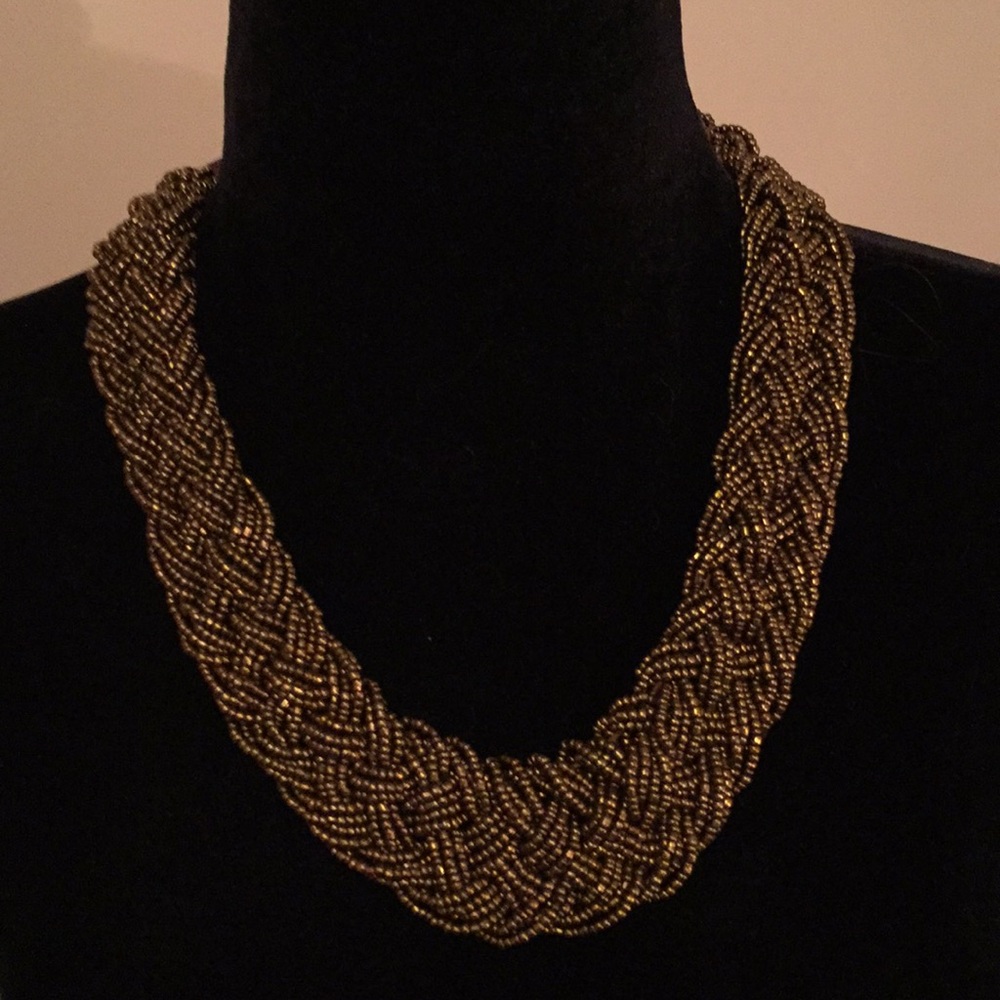 Bronze braided bead necklace