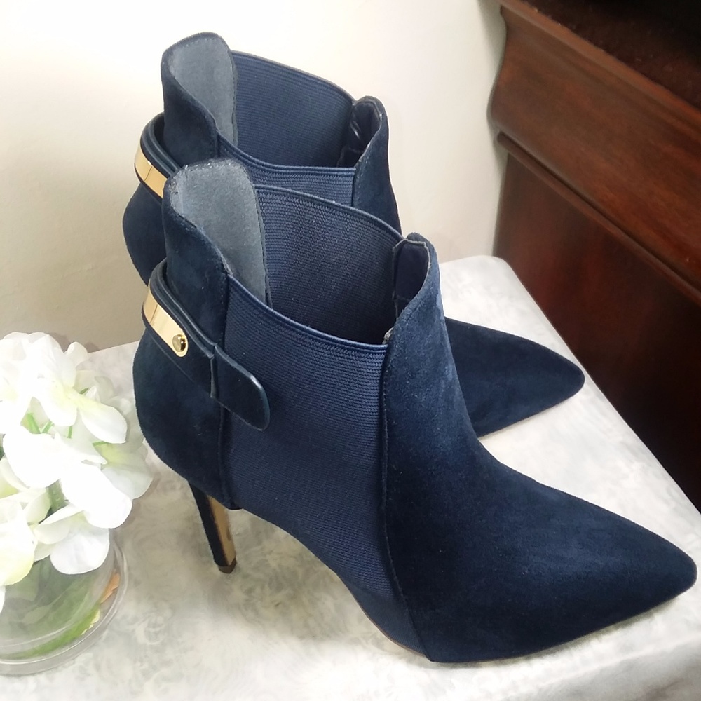 Navy Blue suede booties New !