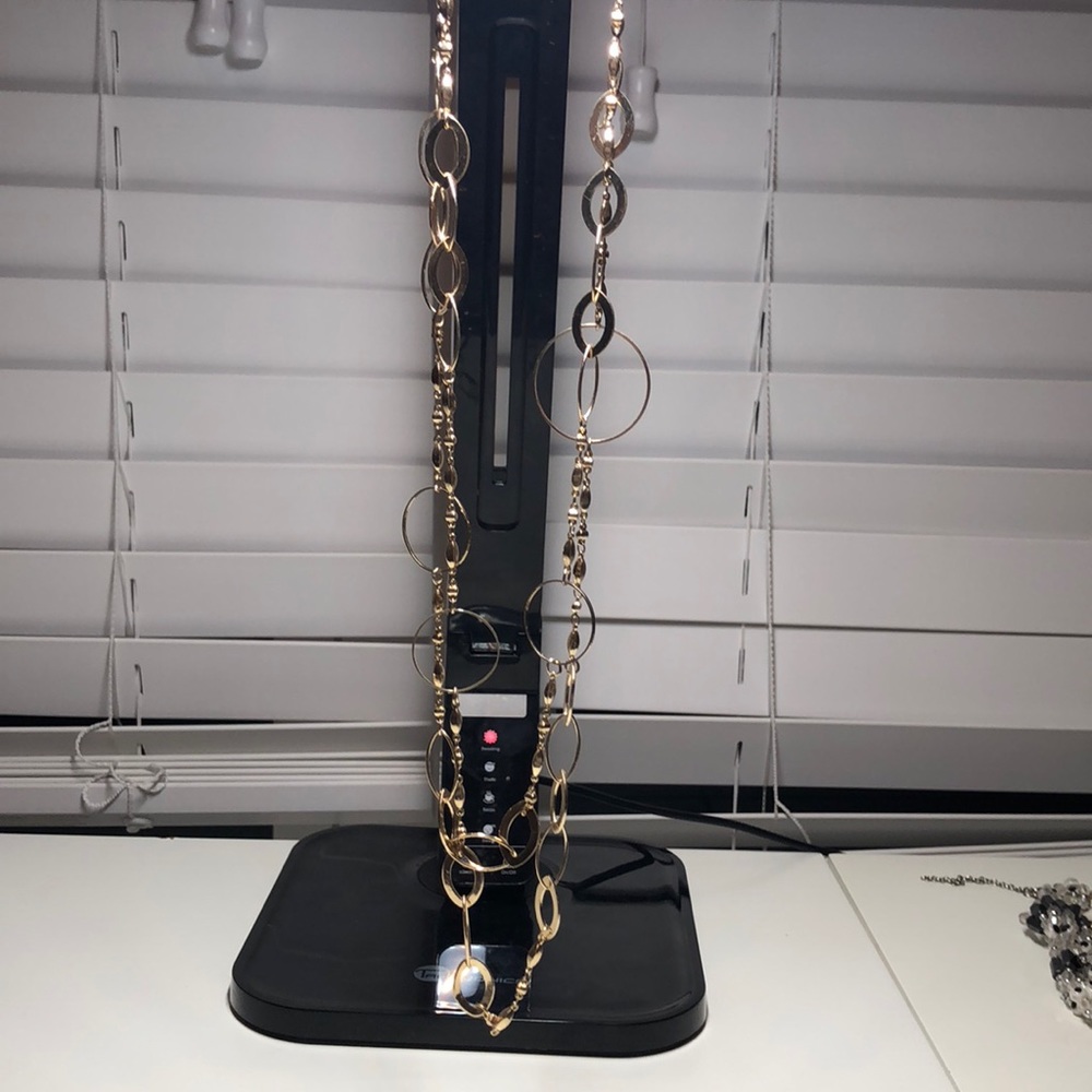 Long gold necklace