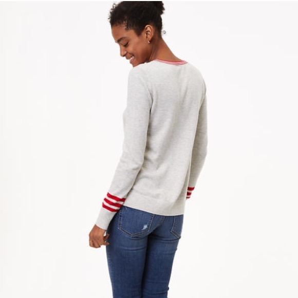LOFT Love Sweater Gray and Red - NWT - Picture 2 of 5