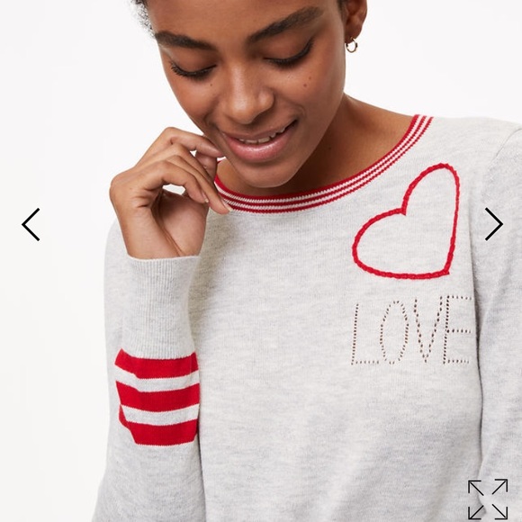 LOFT Love Sweater Gray and Red - NWT - Picture 3 of 5