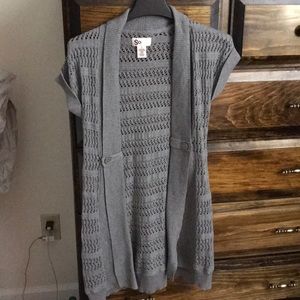 Long crochet grey sweater