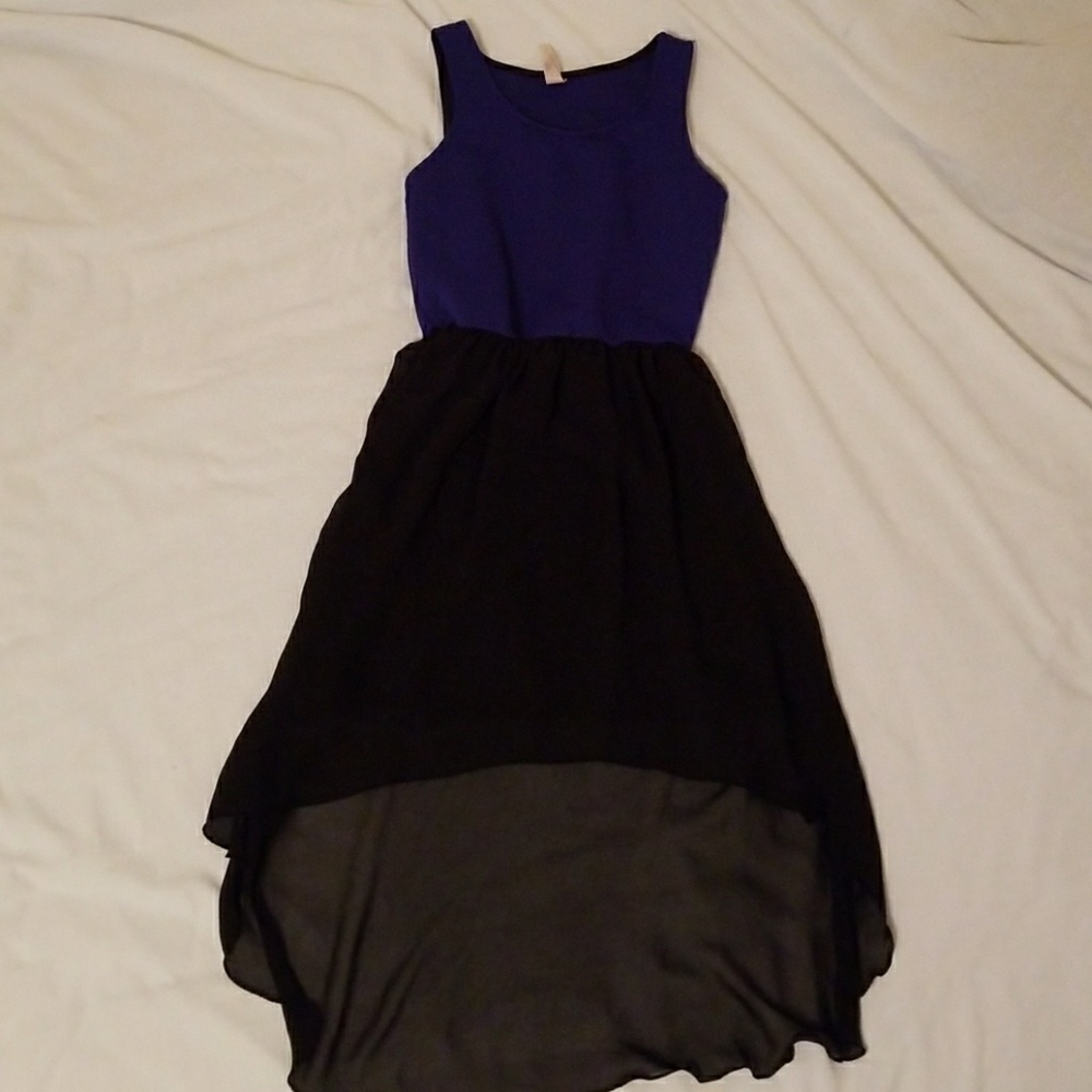 Black and blue high low dress