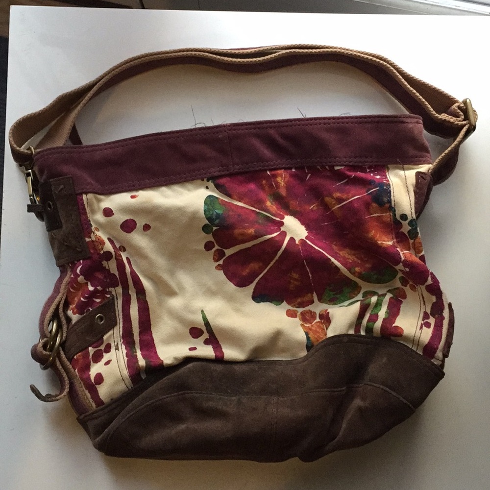 Lucky Brand Floral Hobo Bag, with suede