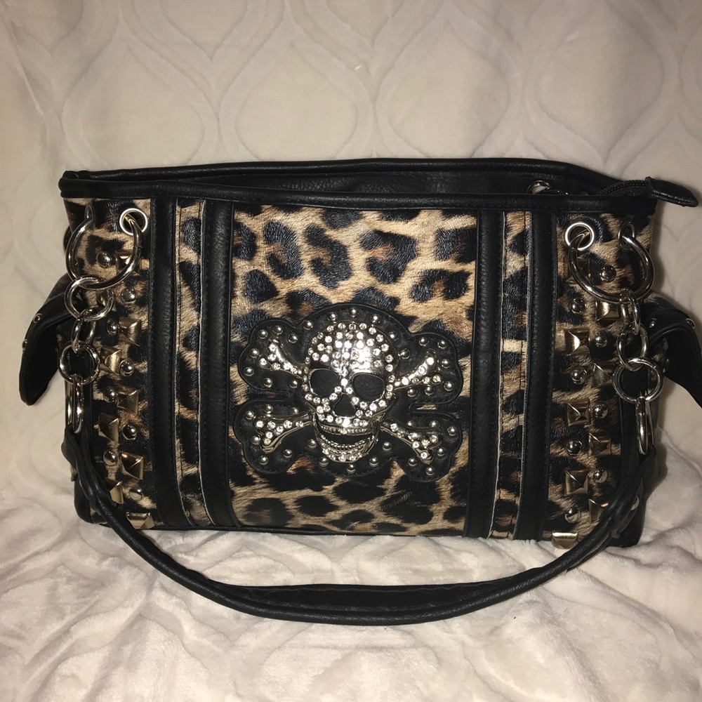 Leopard/skull concealed carry purse