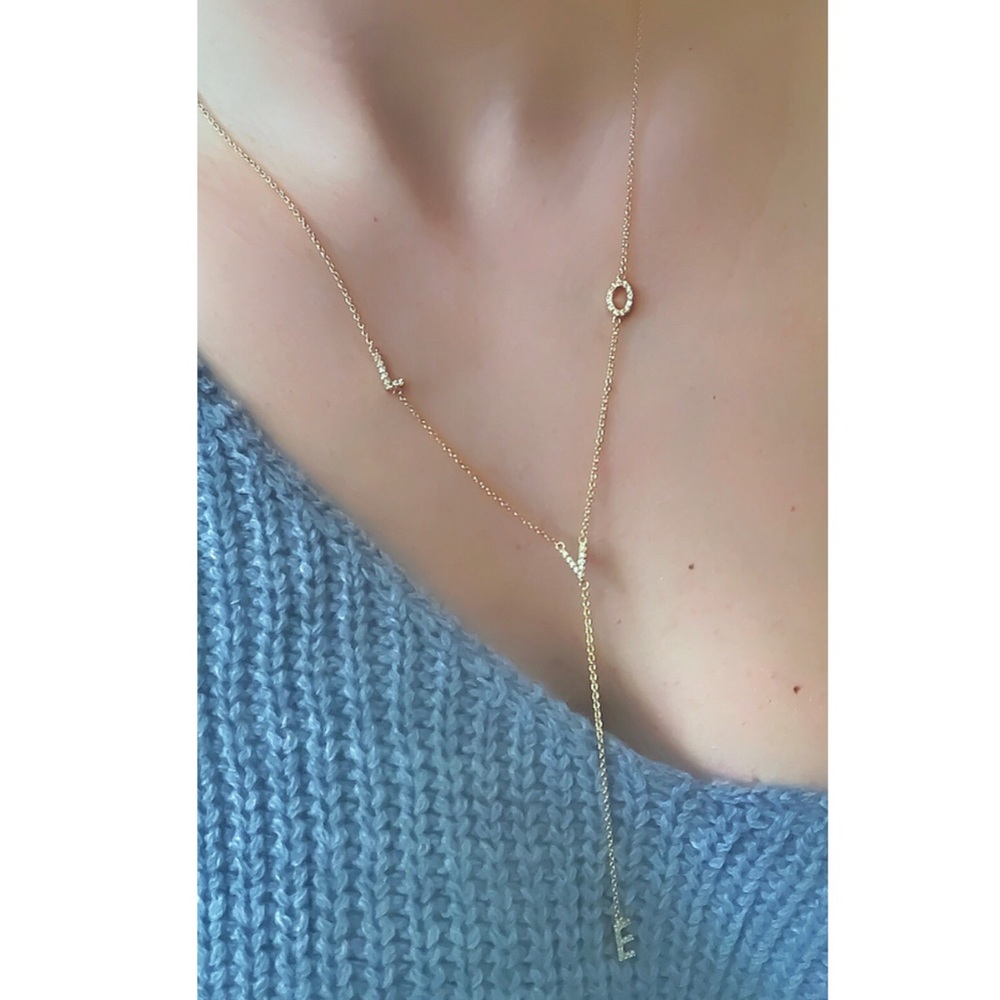 CZ LOVE LETTER DROP NECKLACE