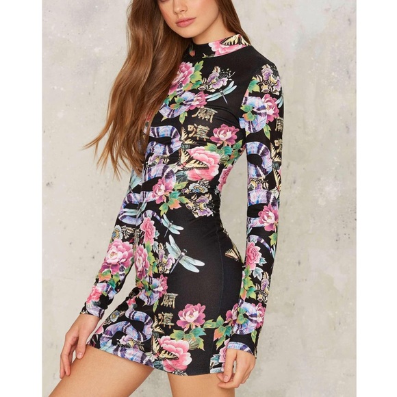 M-131 the scales mock neck mini dress - Picture 2 of 5