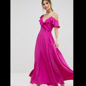 ASOS Cold Shoulder Ruffle Maxi Dress (Plus)