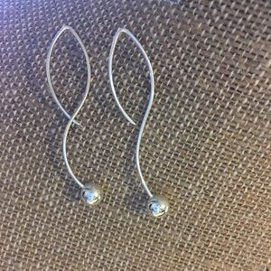 Sterling Silver Curving Drop Earrings