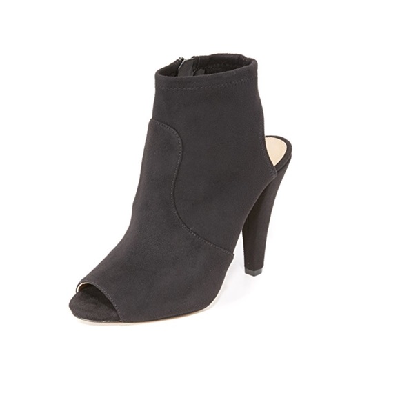 Suede Stretchy Peep Toe Stiletto Heel Ankle Bootie - Picture 2 of 5