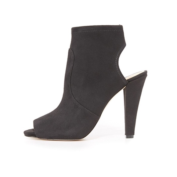 Suede Stretchy Peep Toe Stiletto Heel Ankle Bootie - Picture 3 of 5