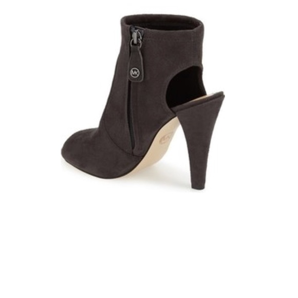 Suede Stretchy Peep Toe Stiletto Heel Ankle Bootie - Picture 4 of 5