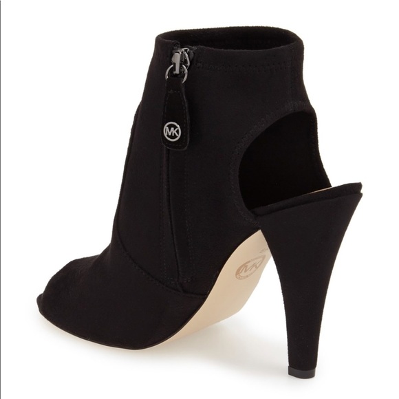 Suede Stretchy Peep Toe Stiletto Heel Ankle Bootie - Picture 5 of 5