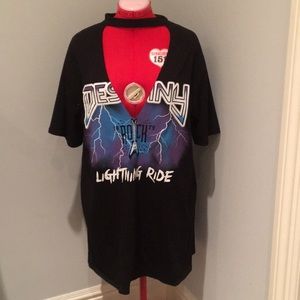 Graphic cutout t shirt dress