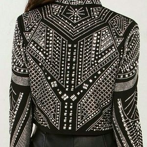 NWOT Stud and Crystal Crop Jacket