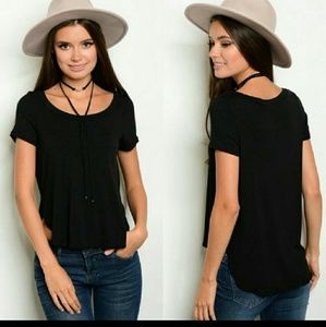 Black ladies hi/low top with side slits~