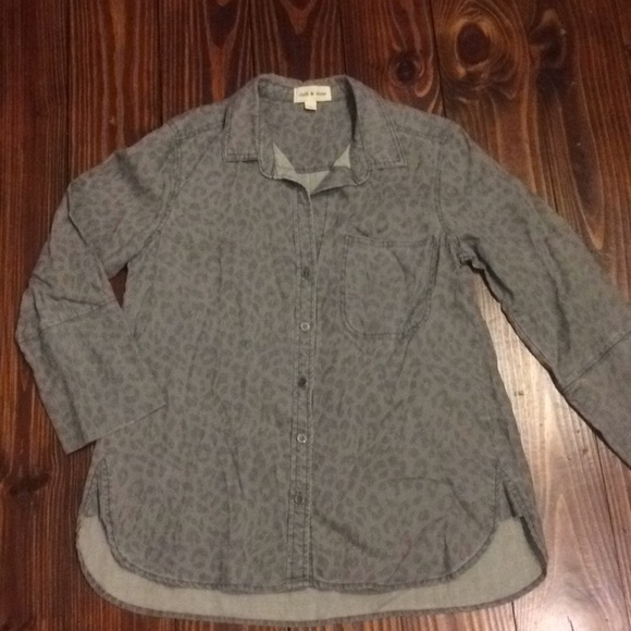 Cloth and stone leopard print button down blouse - Picture 1 of 6