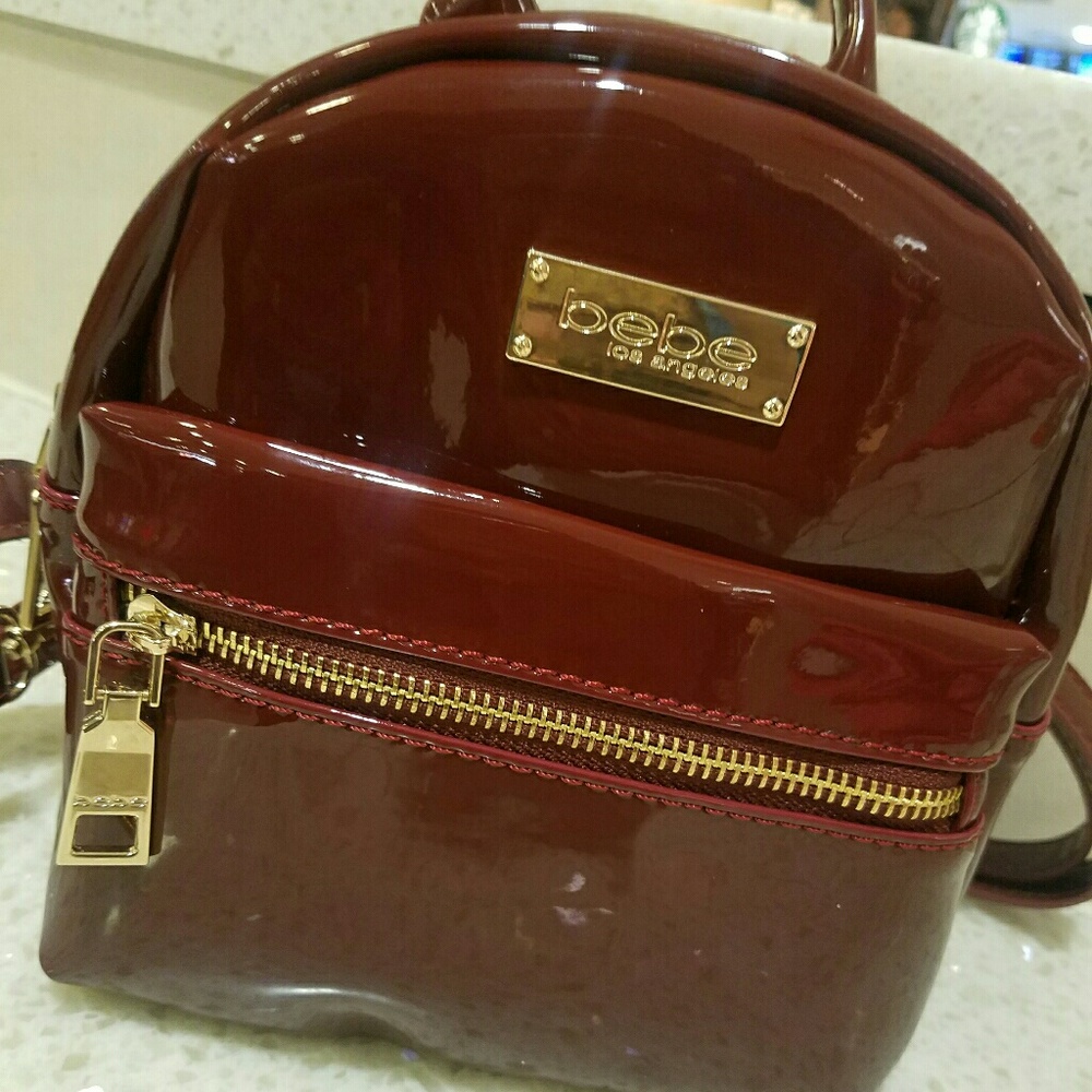 Bebe patent leather mini backpack