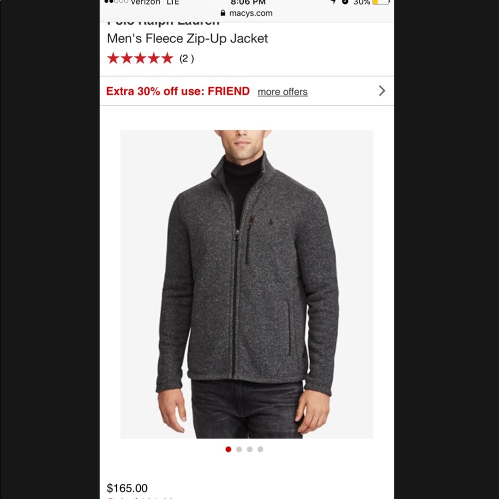 Men's zip up fleece Polo by Ralph Lauren. BrandNew