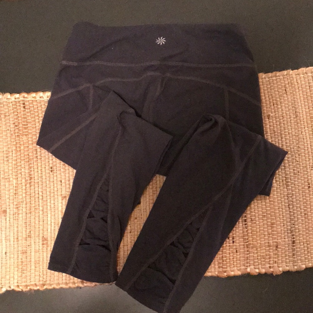 Athleta grey crop with FUN cut out