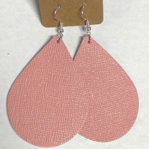 Leather Earrings - Textured Pink