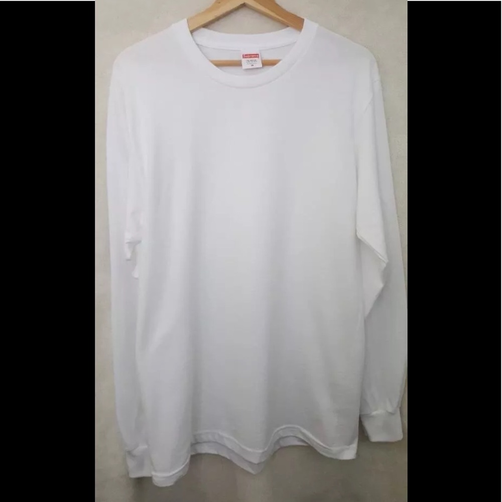 New Supreme Blank Long Sleeve White T Shirt