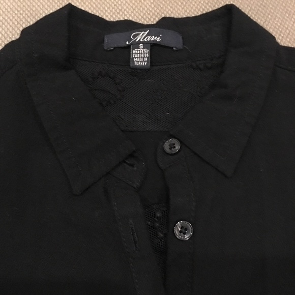 Black Mavi Button Shirt w Lace - Picture 2 of 8