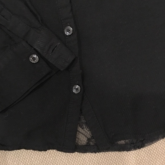 Black Mavi Button Shirt w Lace - Picture 3 of 8