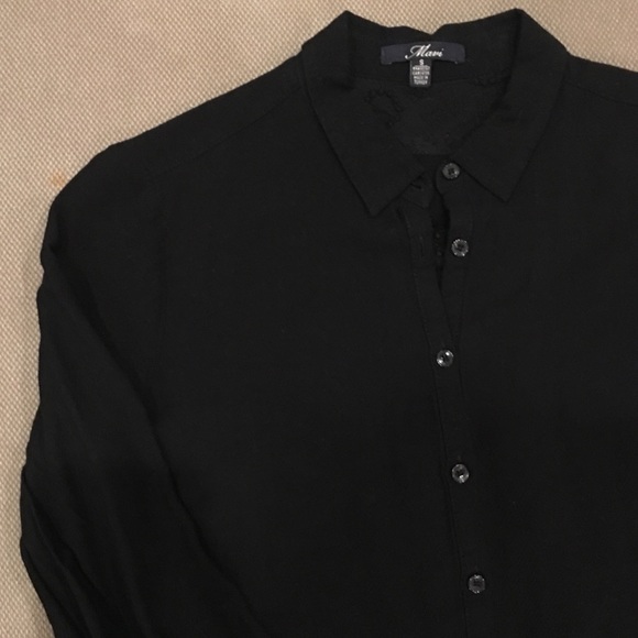 Black Mavi Button Shirt w Lace - Picture 4 of 8