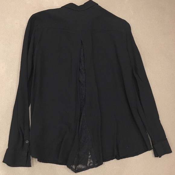 Black Mavi Button Shirt w Lace - Picture 5 of 8