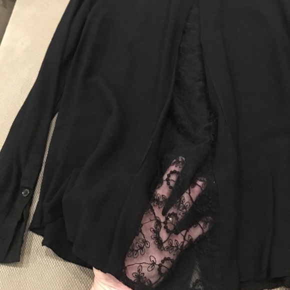 Black Mavi Button Shirt w Lace - Picture 7 of 8