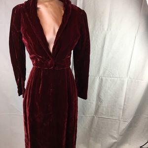 Gorgeous Handmaid 1940 Silk/Velvet Cocktail Dress