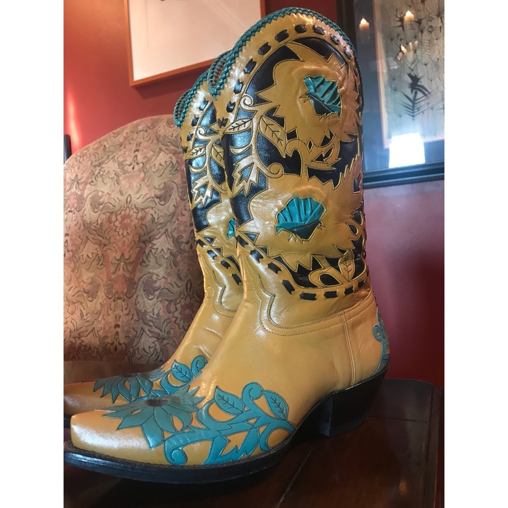 Yellow and blue 12 inch cowboy boots!