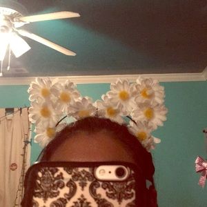 White Floral Cat Ear headband