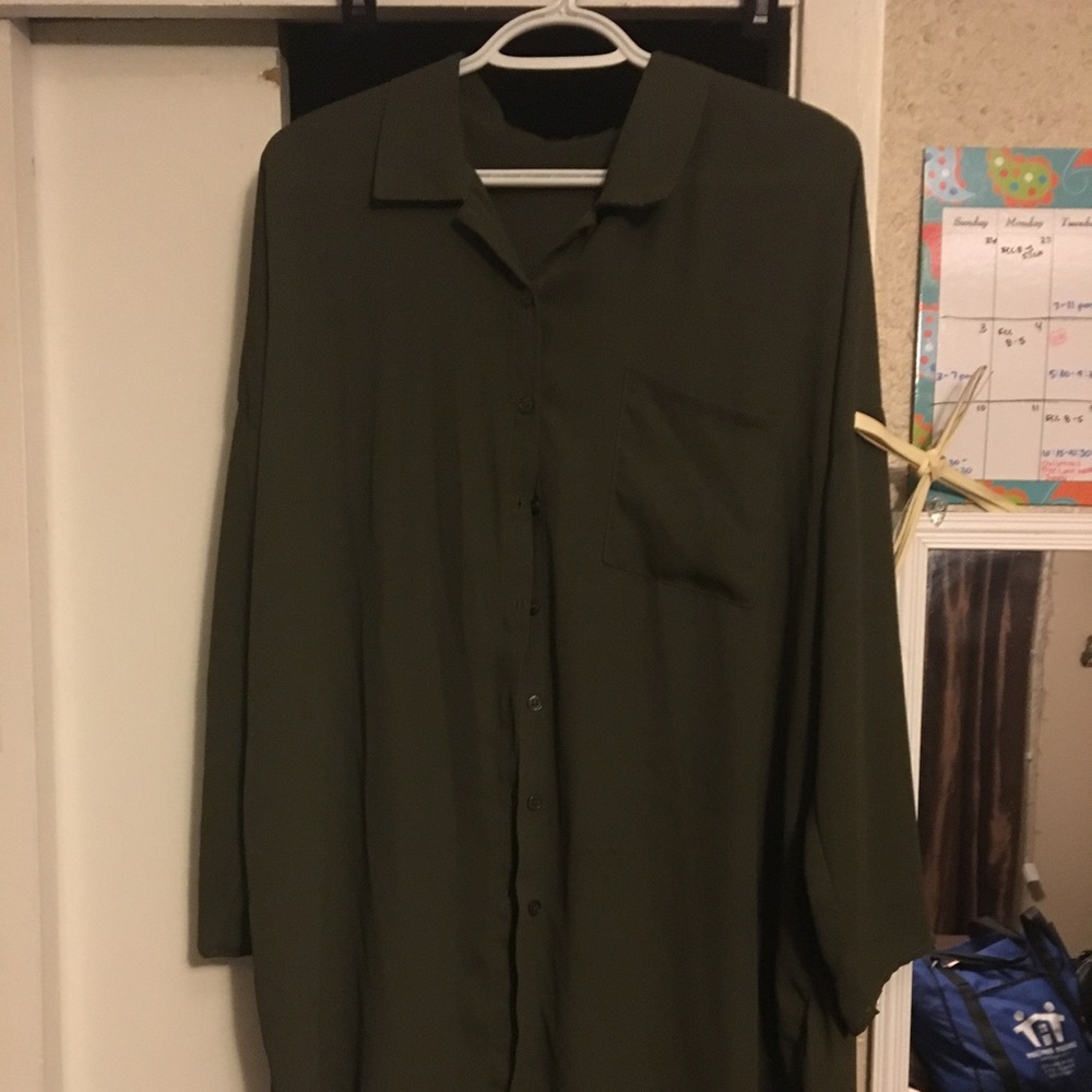 Olive Green Oversized button down