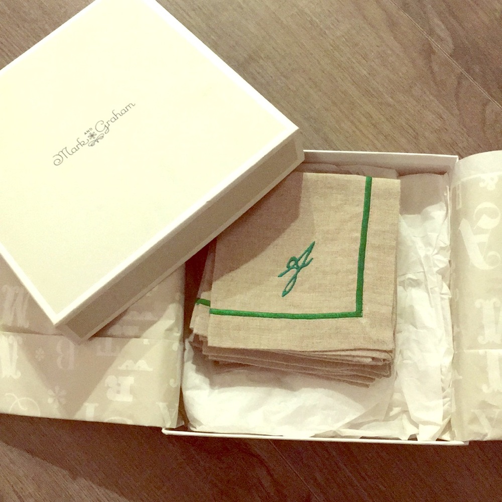 Mark and Graham “A” monogram napkin set