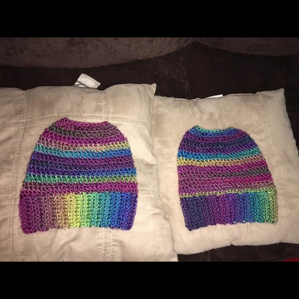 Handmade messy bun hats