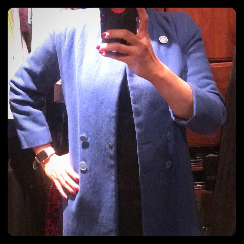Blue wool winter coat