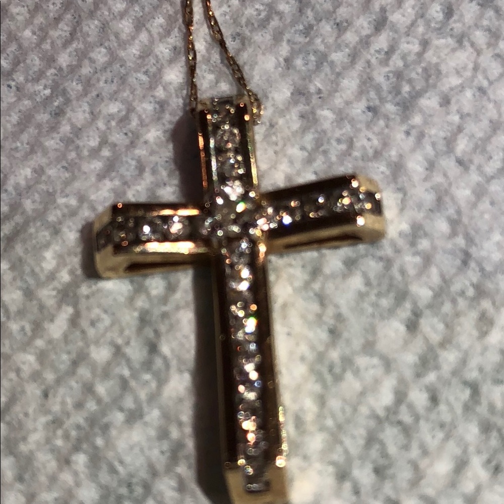14K diamond cross pendant 1/2 CT .
