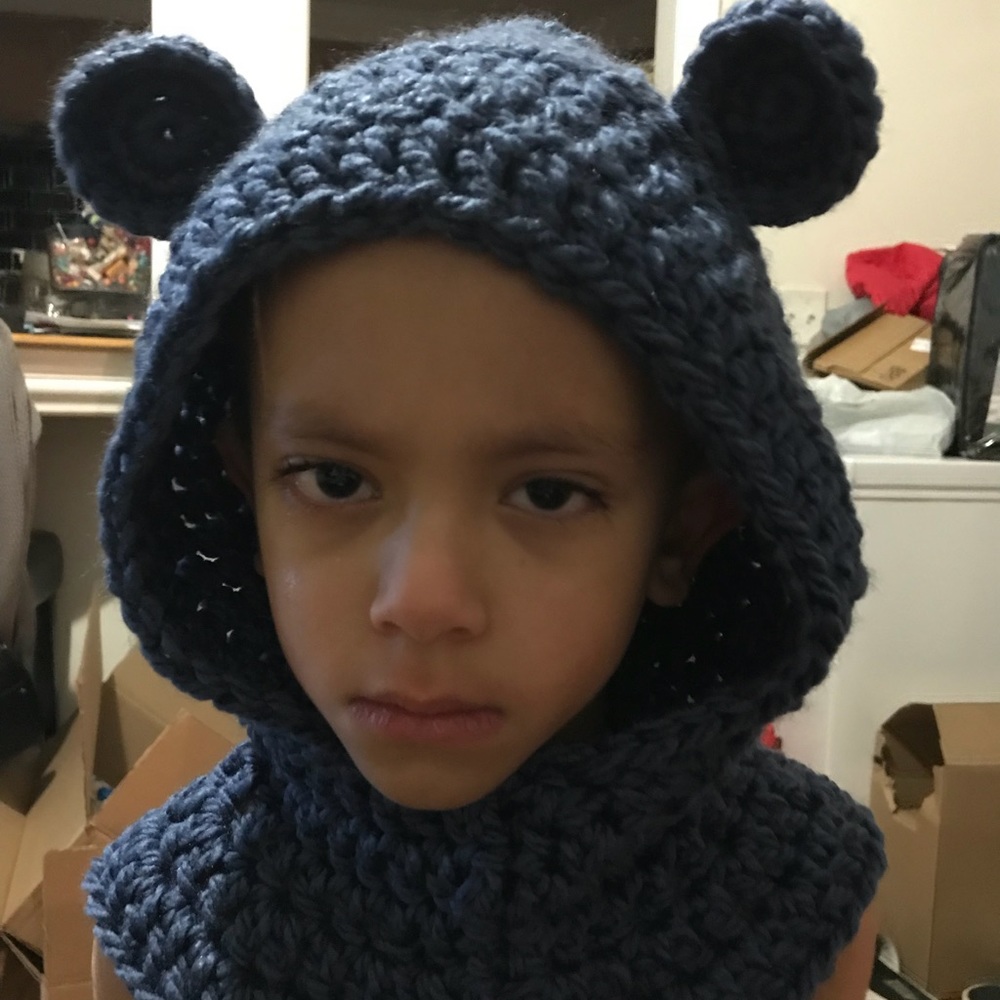 Handmade hooded cowl with ears