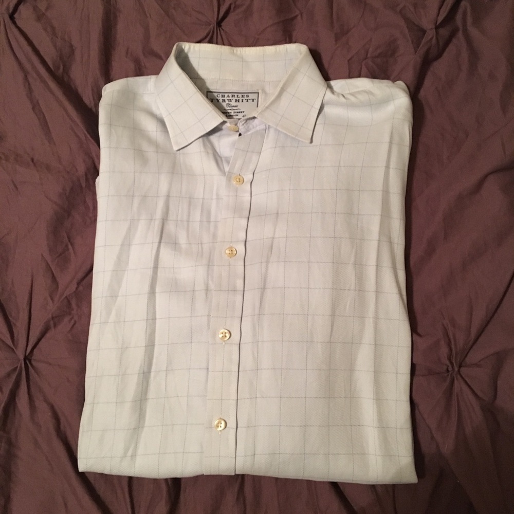 Charles Tyrwhitt luxury blue pinstripe dress shirt