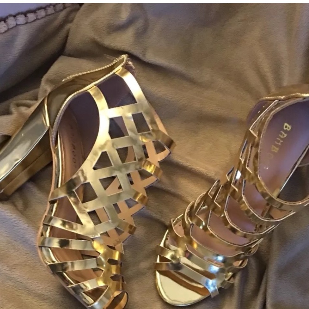 Gold metallic heels