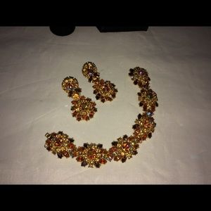 ❤️Crown Trifari Topaz Rhinestone Bracelet/Earrings
