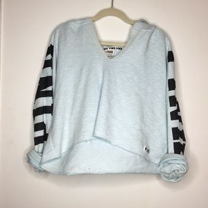 Baby blue PINK cropped hoodie