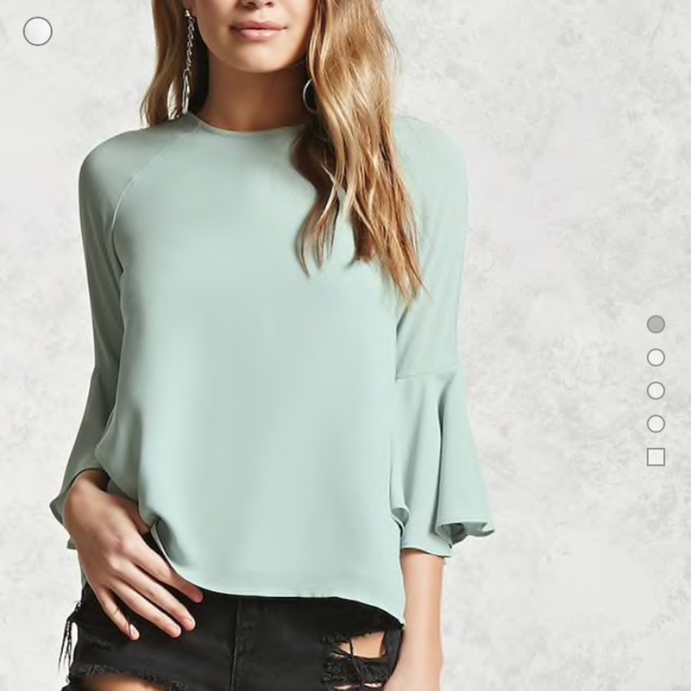 Teal Bell Sleeve Top