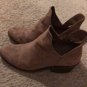 Camel colored suede booties