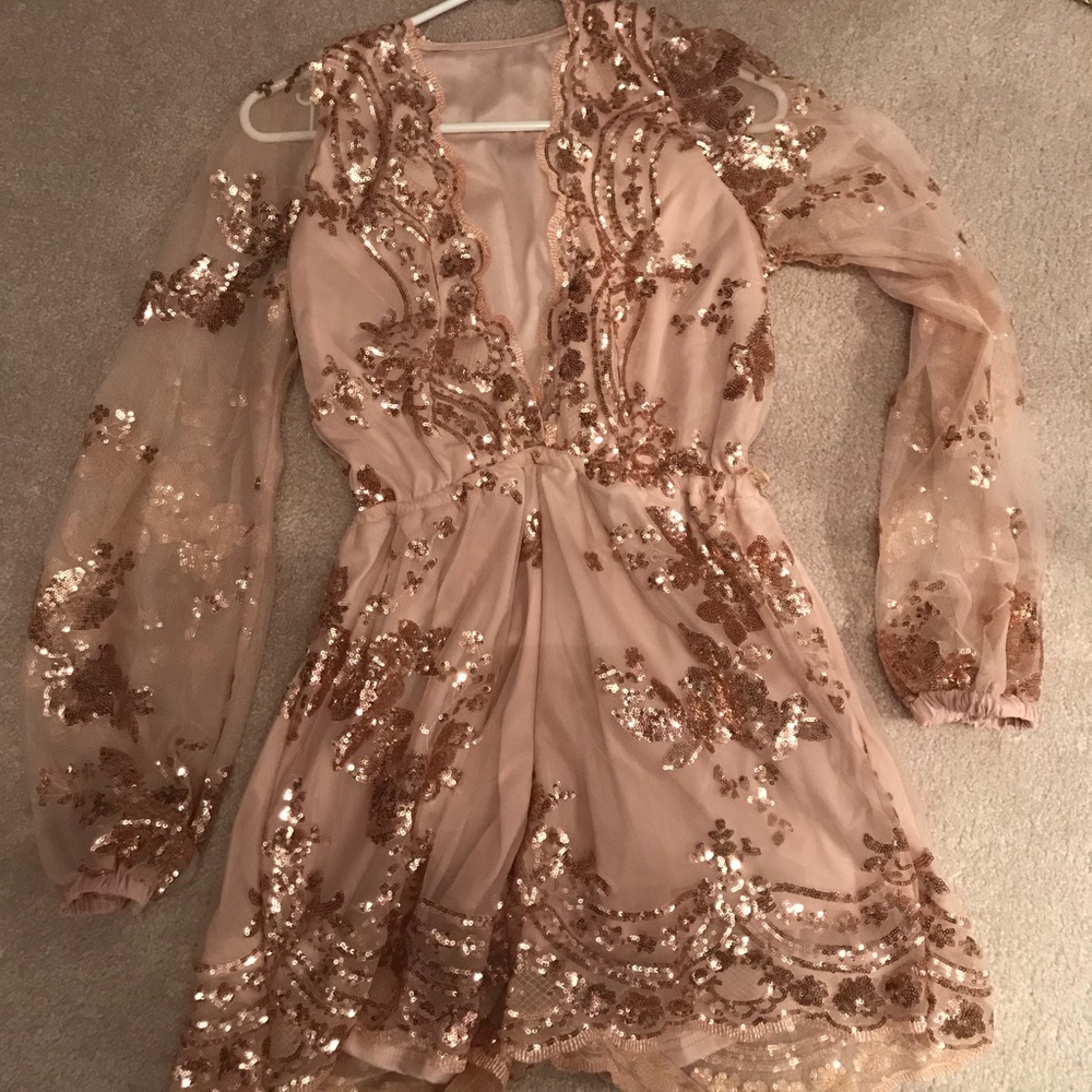 Gold sequin romper